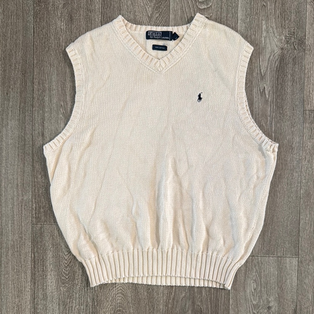 Vintage Polo Ralph Lauren knit sweater vest men’s sz L, as is
